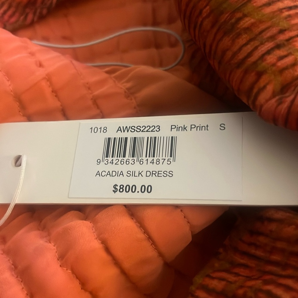NWT Acadia Silk Dress - Pink Print